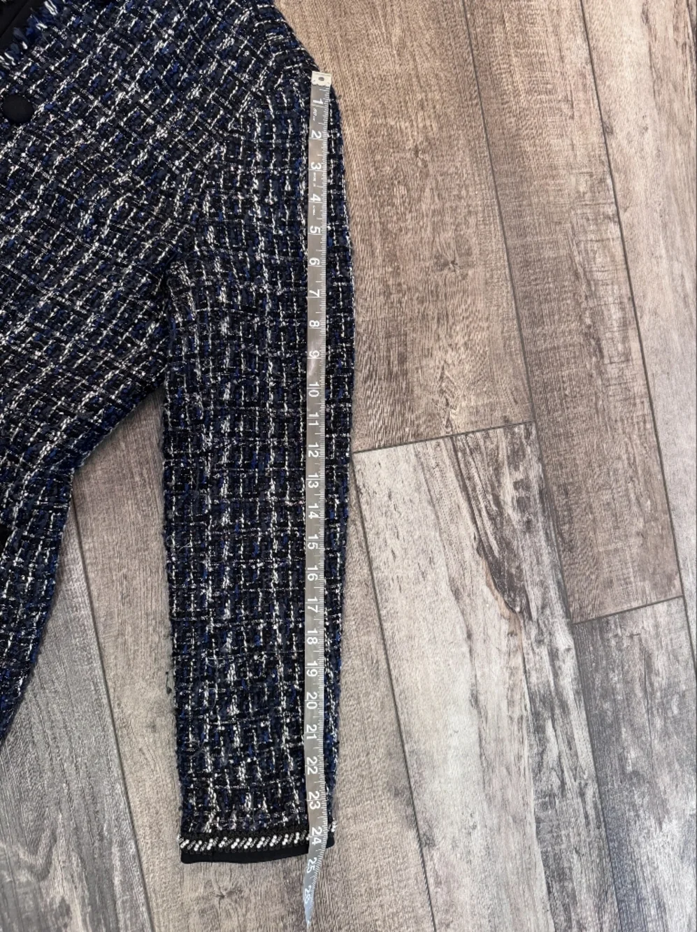 White House Black Market Classic Black And Blue Tweed Jacket - Women's Medium